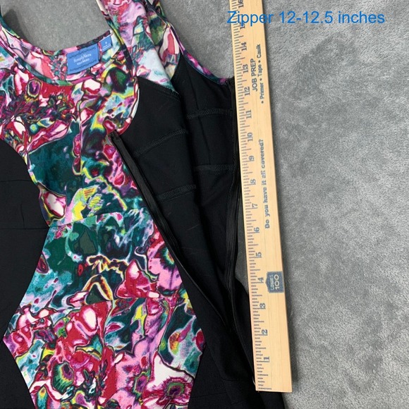 Vivid Abstract Bodycon Dress Black Panel Sculpting Sleeveless Zip Size 8 - Picture 9 of 12